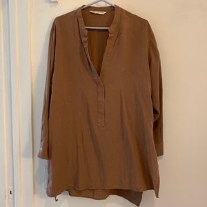 Zara Brown linen tunic
